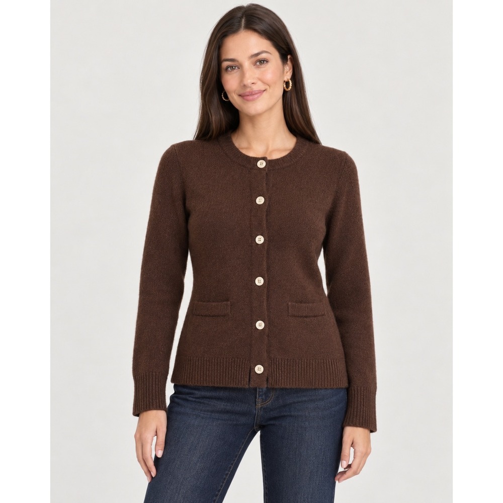Rachel Zoe Brown Button Front Knit Cardigan Sweater Women's Medium NWT Elegant